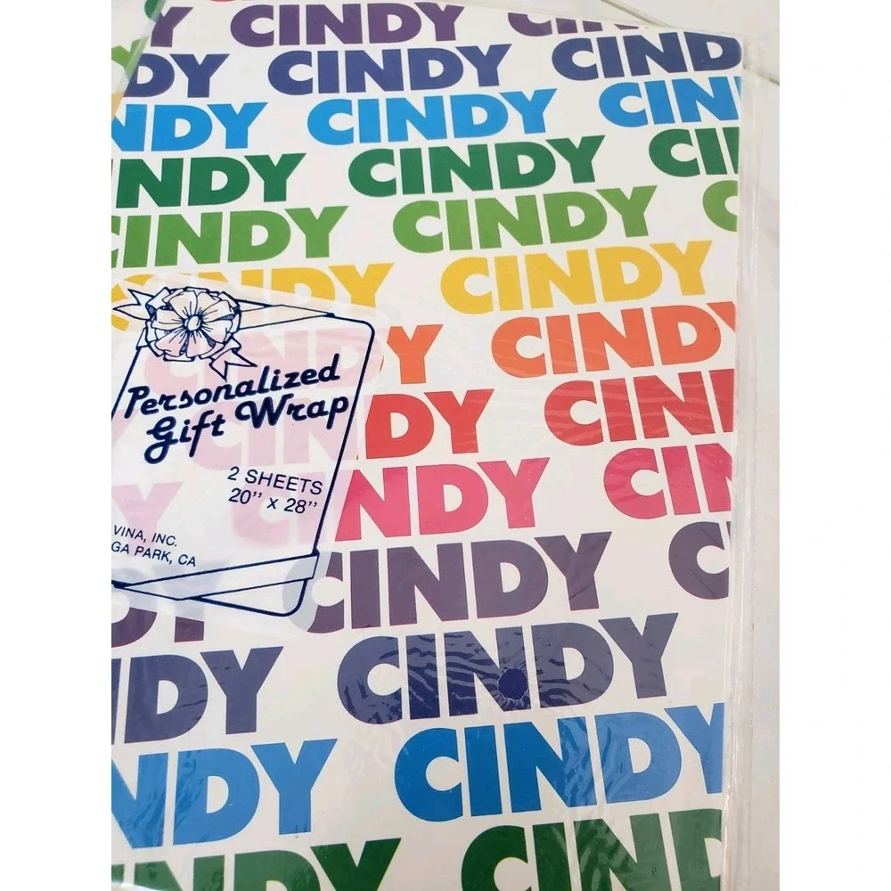 CINDY Vintage‎ Stravina Personalized Gift Wrap Wrapping Paper Name RAINBOW gift